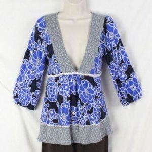 Anthropologie Ric Rac 3/4 sleeve floral blouse